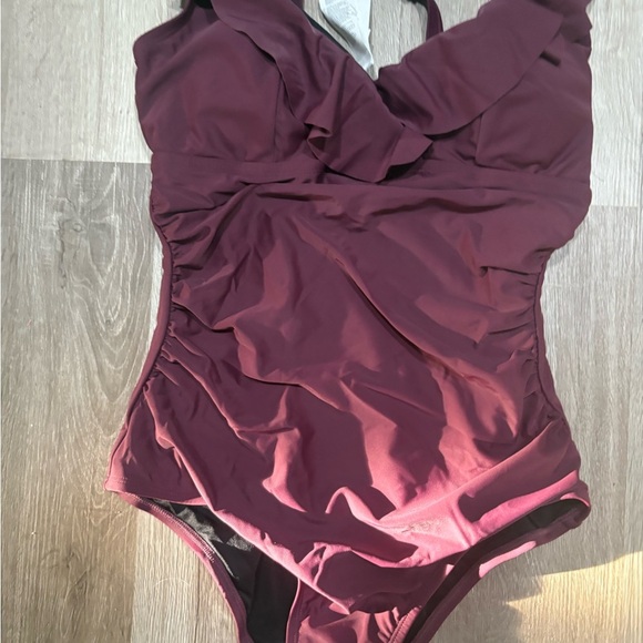 Cupshe Deep Red Ruffle Swimsuit - Picture 2 of 6